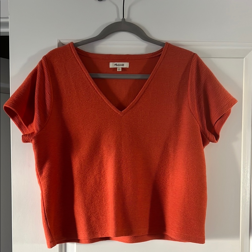 Madewell Orange Boxy Crop T-Shirt